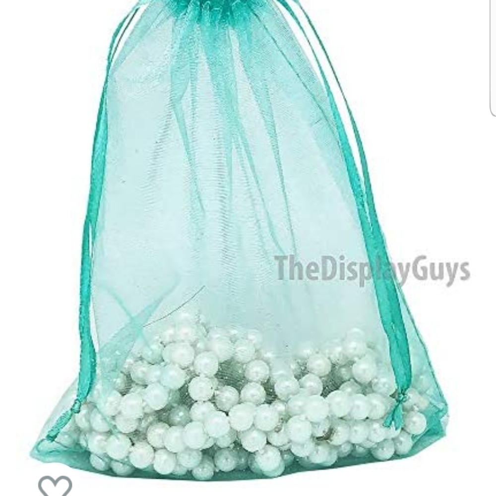 15ct  6x9 inch Organza Drawstring Bags, TEAL